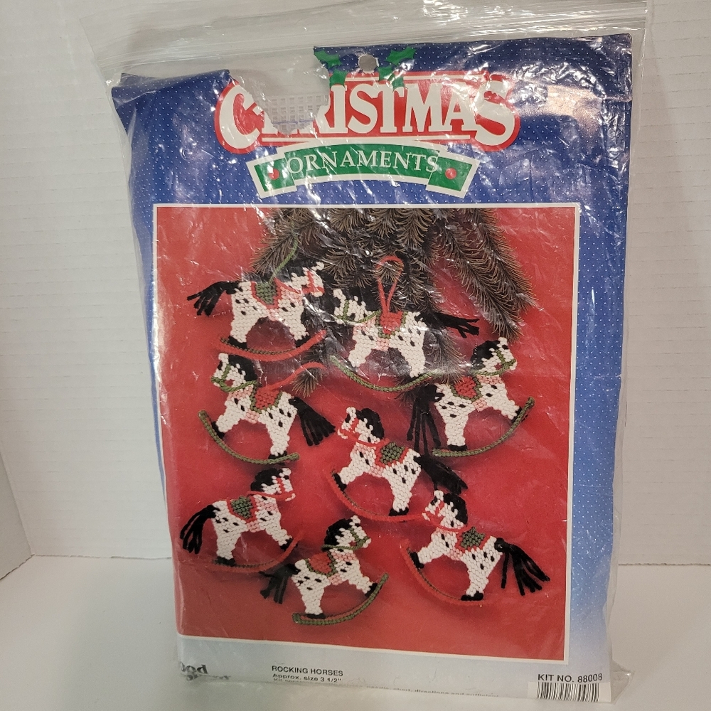 NEW Good Shepherd Rocking Horses Christmas Ornaments Plastic Canvas Kit